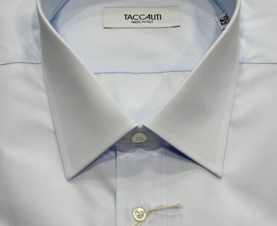 Camicia artigianale Taccaliti in puro cotone doppio ritorto, tinta unita, con collo italiano