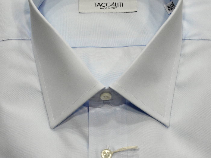 Camicia artigianale Taccaliti in popeline di cotone tinta unita, collo italiano