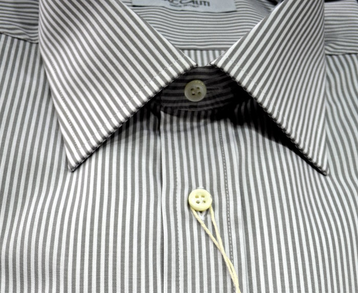Camicia artigianale Taccaliti in puro cotone doppio ritorto, fantasia a righe, con collo italiano