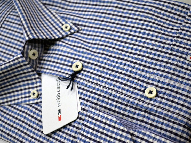 Camicia button-down Webb & Scott in puro cotone, fantasia a quadri con inserti in tessuto tinta unita all'interno di collo e polsini